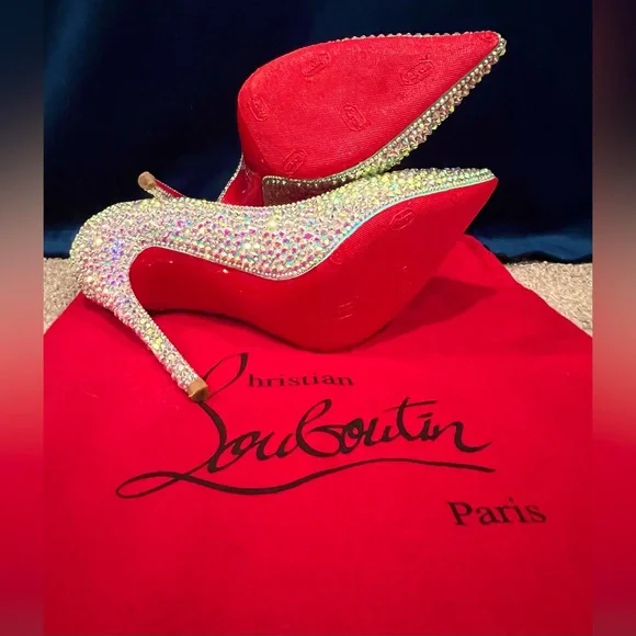 Christian Louboutin Tiffany Blue Swarovski Crystal Strass Heels So Kate 100mm 39 - Picture 8 of 9